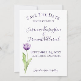 Minimale diepste Paarse Tulp foto bespaart datum Save The Date