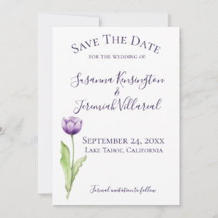 Minimale diepste Paarse Tulp foto bespaart datum Save The Date