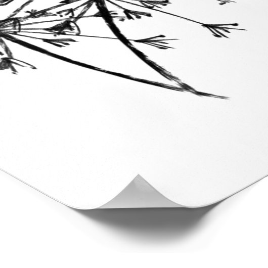 Minimale digitale dandelion-schets zwart poster (Hoek)