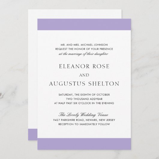 Minimale digitale lavendel in één keer kaart (Voorkant / Achterkant)