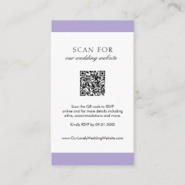 Minimale digitale lavender moderne QR-code bruilof Informatiekaartje