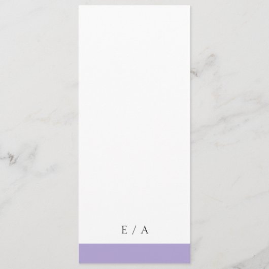 Minimale digitale legeraarster Paarse bruiloft Programmakaart (Achterkant)