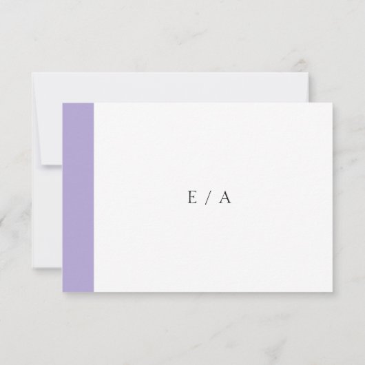 Minimale digitale legeraarster Paarse bruiloft RSVP Kaartje (Achterkant)