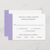 Minimale digitale legeraarster Paarse bruiloft RSVP Kaartje (Voorkant / Achterkant)