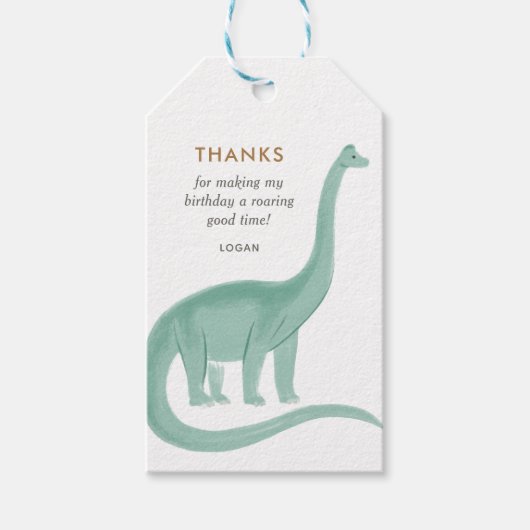 Minimale Dinosaur Birthday Party Dank u Cadeaulabel (Voorkant)