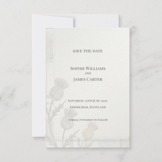 Minimale Distel Save the Date Kaart (Voorkant)