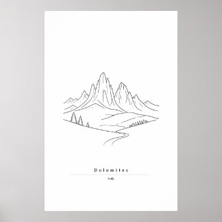 Minimale Dolomieten Lijnkunst | Italiaanse Berg Poster