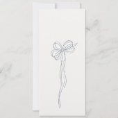 Minimale Donkerblauwe Coquette Strik Bruiloftsmenu Kaart (Achterkant)