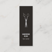 Minimale donkerblauwe faux Silver Scissor Hair Sty Mini Visitekaartje (Voorkant)