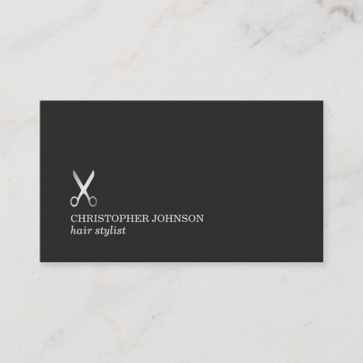 Minimale donkerblauwe faux Silver Scissor Hair Sty Visitekaartje (Voorkant)