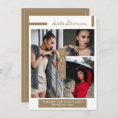 Minimale donkerbruine gouden en witte Afstuderen f Kaart (Voorkant / Achterkant)