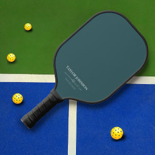 Minimale donkere Blauwgroen blauwe monogram naam + Pickleball Paddle