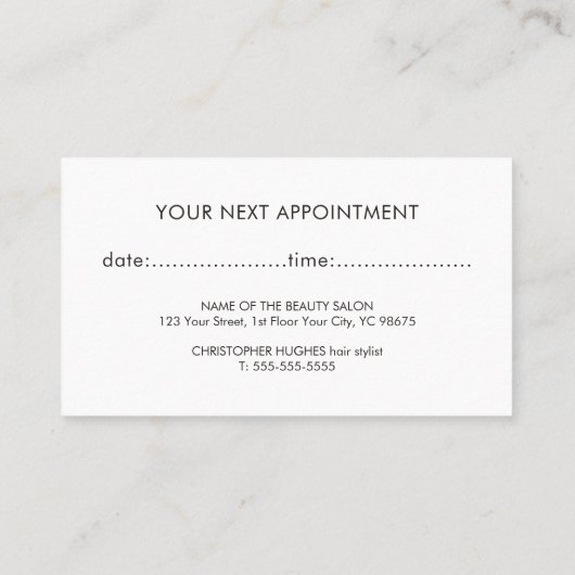 Minimale donkere Faux Gold Hair Stylist-benoeming Afsprakenkaartje (Achterkant)