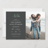 Minimale Donkere grijze en groene vertakking Weduw Magnetische Uitnodiging (Voorkant)