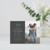 Minimale Donkere grijze en groene vertakking Weduw Uitnodiging Briefkaart (Staand voorkant)