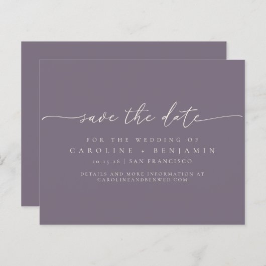 Minimale donkere Paarse script budgetten opslaan D (Voorkant / Achterkant)