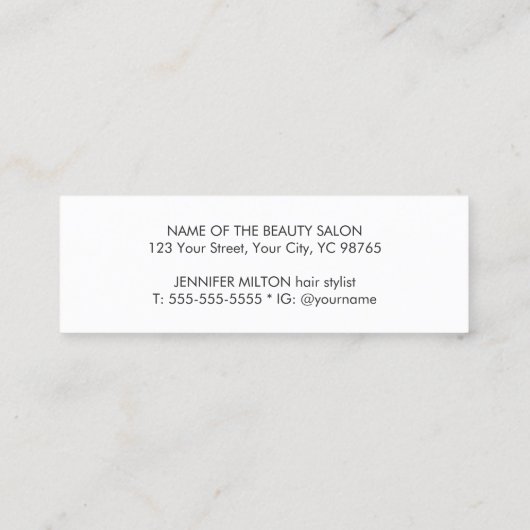 Minimale, donkere Roos haarlijst Mini Visitekaartje (Achterkant)