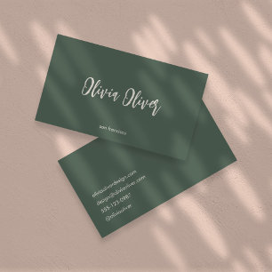 Minimale donkere salie Script kalligrafie chic mod Visitekaartje