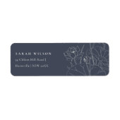 Minimale donkere zeemacht Waterlily Floral Sketch Etiket (Voorkant)
