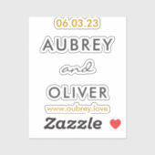 Minimale donkergrijs- en goudweddenschapsdatum sticker (Vel)