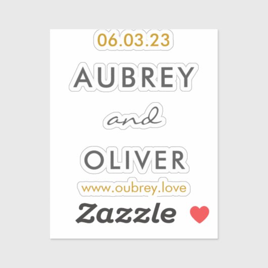 Minimale donkergrijs- en goudweddenschapsdatum sticker (Vel)