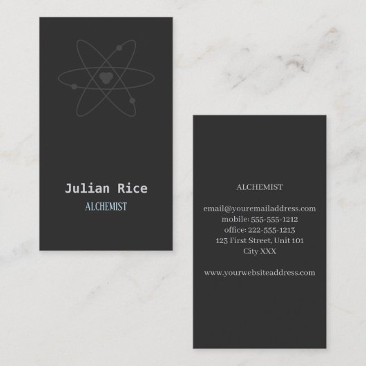 Minimale donkergrijs visitekaartje (Voorkant / Achterkant)