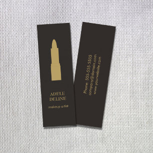 Minimale donkergrijze gouden lipstick-artiest mini visitekaartje