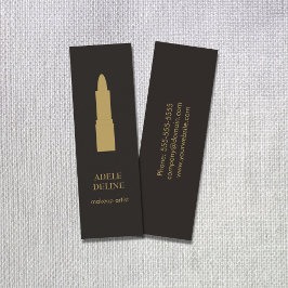 Minimale donkergrijze gouden lipstick-artiest mini visitekaartje