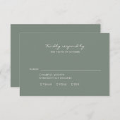 Minimale donkergrijze optie voor groene scriptmaal RSVP kaartje (Voorkant / Achterkant)