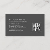Minimale donkergrijze QR-code Visitekaartje (Achterkant)
