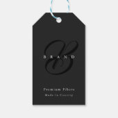 Minimale donkergrijze zwarte legant monogram Compa Cadeaulabel (Achterkant)