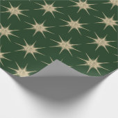Minimale donkergroene elegante Gold Starburst Cadeaupapier (Hoek)