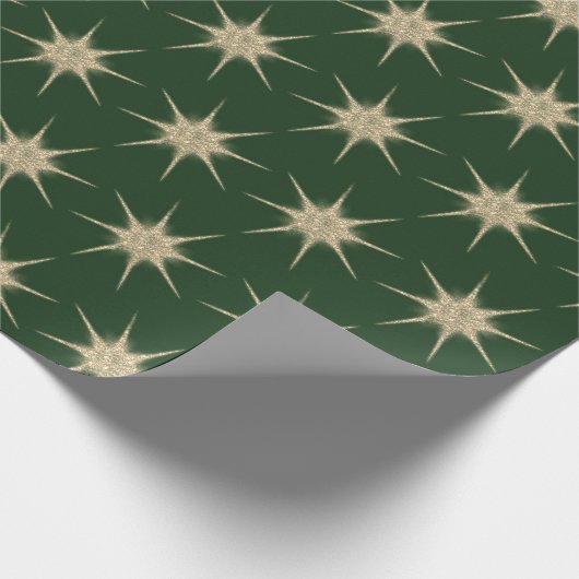 Minimale donkergroene elegante Gold Starburst Cadeaupapier (Hoek)