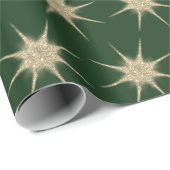 Minimale donkergroene elegante Gold Starburst Cadeaupapier (Rol Hoek)