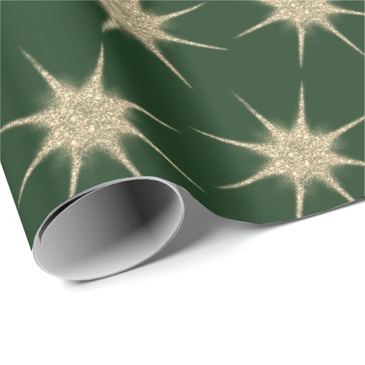 Minimale donkergroene elegante Gold Starburst Cadeaupapier (Rol Hoek)