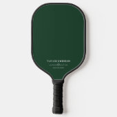 Minimale donkergroene monogram naam + contactperso pickleball paddle (Achterkant)