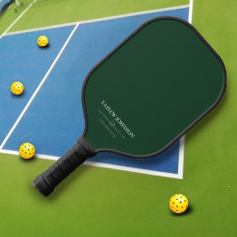 Minimale donkergroene monogram naam + contactperso pickleball paddle