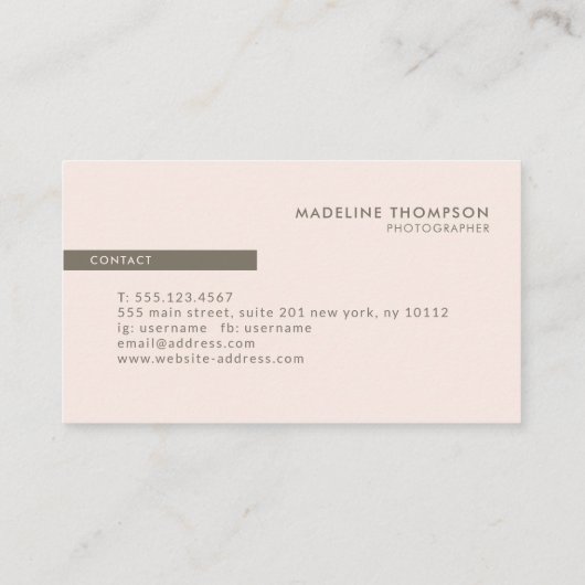 Minimale donkergroene Roos roze vierkant rand Visitekaartje (Achterkant)