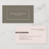 Minimale donkergroene Roos roze vierkant rand Visitekaartje (Voorkant / Achterkant)