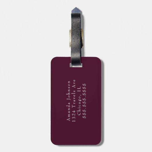 Minimale donkerrode monsternaam bagagelabel (Achterkant verticaal)