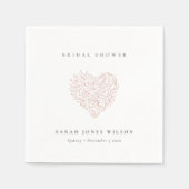 Minimale Donkerroze Bloemhart Bruiloftssalon Servet (Voorkant)