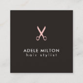 Minimale donkerroze schaar Haarstylist Vierkante Visitekaartje (Voorkant)