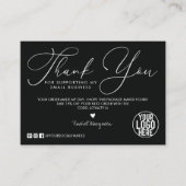 Minimale donkerzwart witscript: bedankt visitekaartje (Voorkant)