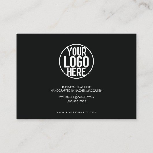 Minimale donkerzwart witscript: bedankt visitekaartje (Achterkant)