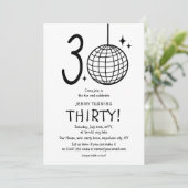 Minimale Doodle 30e Disco Ball Verjaardag Kaart (Staand voorkant)