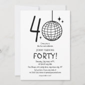 Minimale Doodle 40e Disco Ball Verjaardag Kaart (Voorkant)