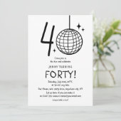 Minimale Doodle 40e Disco Ball Verjaardag Kaart (Staand voorkant)