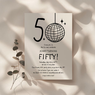 Minimale Doodle 50ste Disco Bal Verjaardag Kaart