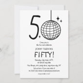Minimale Doodle 50ste Disco Bal Verjaardag Kaart (Voorkant)
