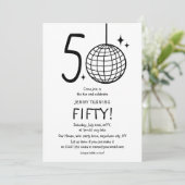 Minimale Doodle 50ste Disco Bal Verjaardag Kaart (Staand voorkant)